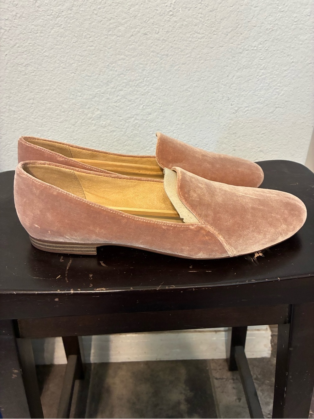 Velvet Suede Slip-On Loafers in Dusty Rose